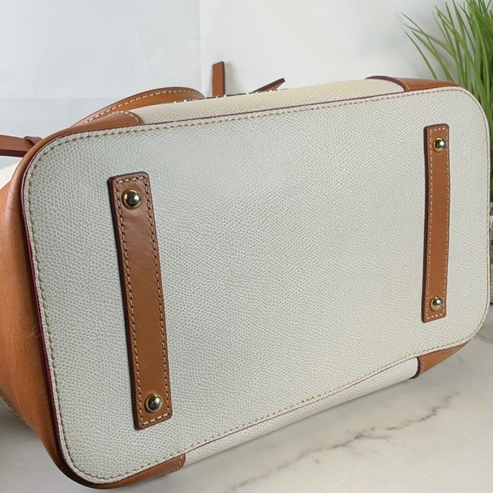 Dooney & Bourke Cream Canvas Tote with Brown Leather Trim and Matching Pouch - Picture 8 of 16